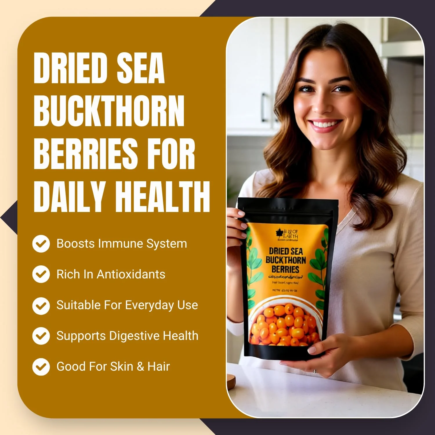Bliss of Earth Himalayan Sea Buckthorn Berries (100g) Naturally Sun-Dried Wild Berries Packed with Omega 3, 6, 7 & 9 + Vitamins C & E Supports Immunity, Digestion & Metabolism Enhances Skin Glow & Hair Health Zero Added Sugar - Image 2