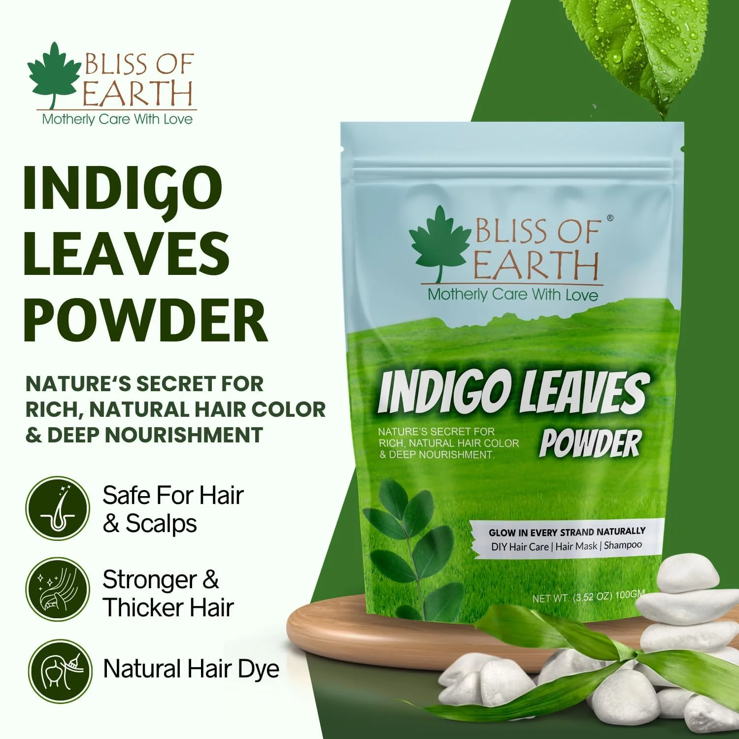 Bliss of Earth Indigo Powder 100gm Organic Natural For Hair Black Organic Hair Dye - Image 5