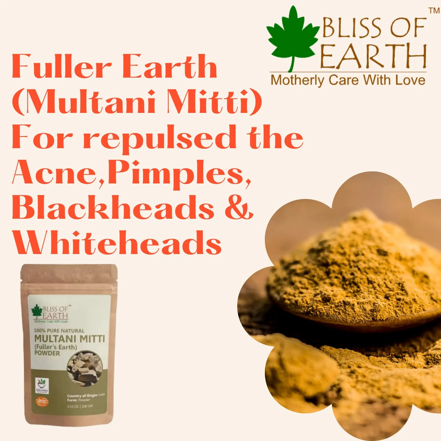 Multani Mitti Fine Powder 100gm with 100ml - Image 3