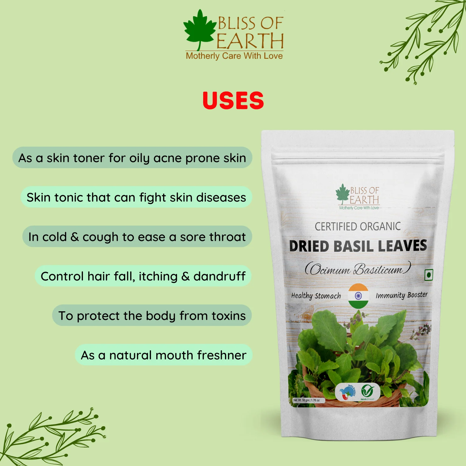 Dried Basil Leaves (Tulsi Leafs) 100g - Image 5