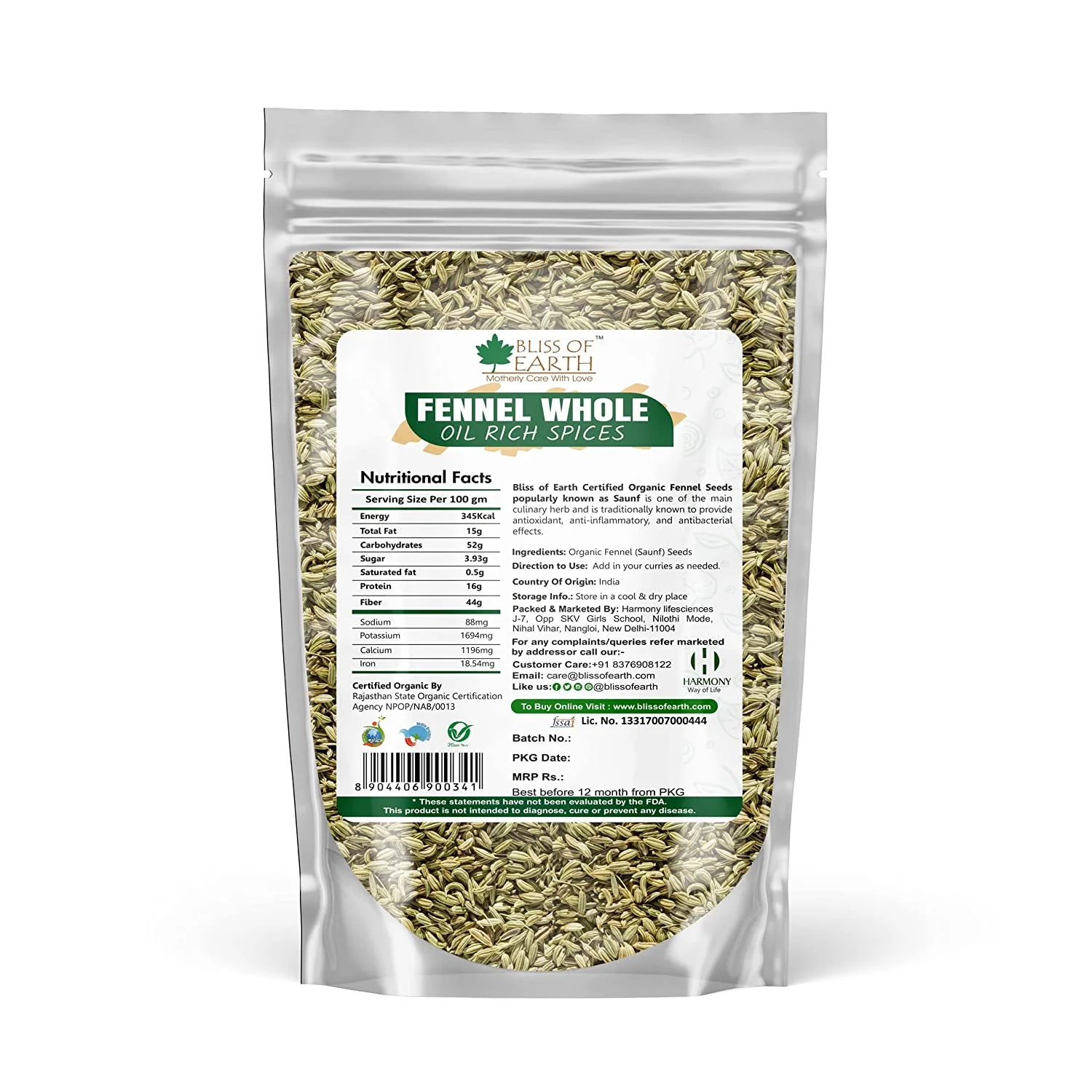 Organic Fennel Seed (Saunf) 500gm - Image 2