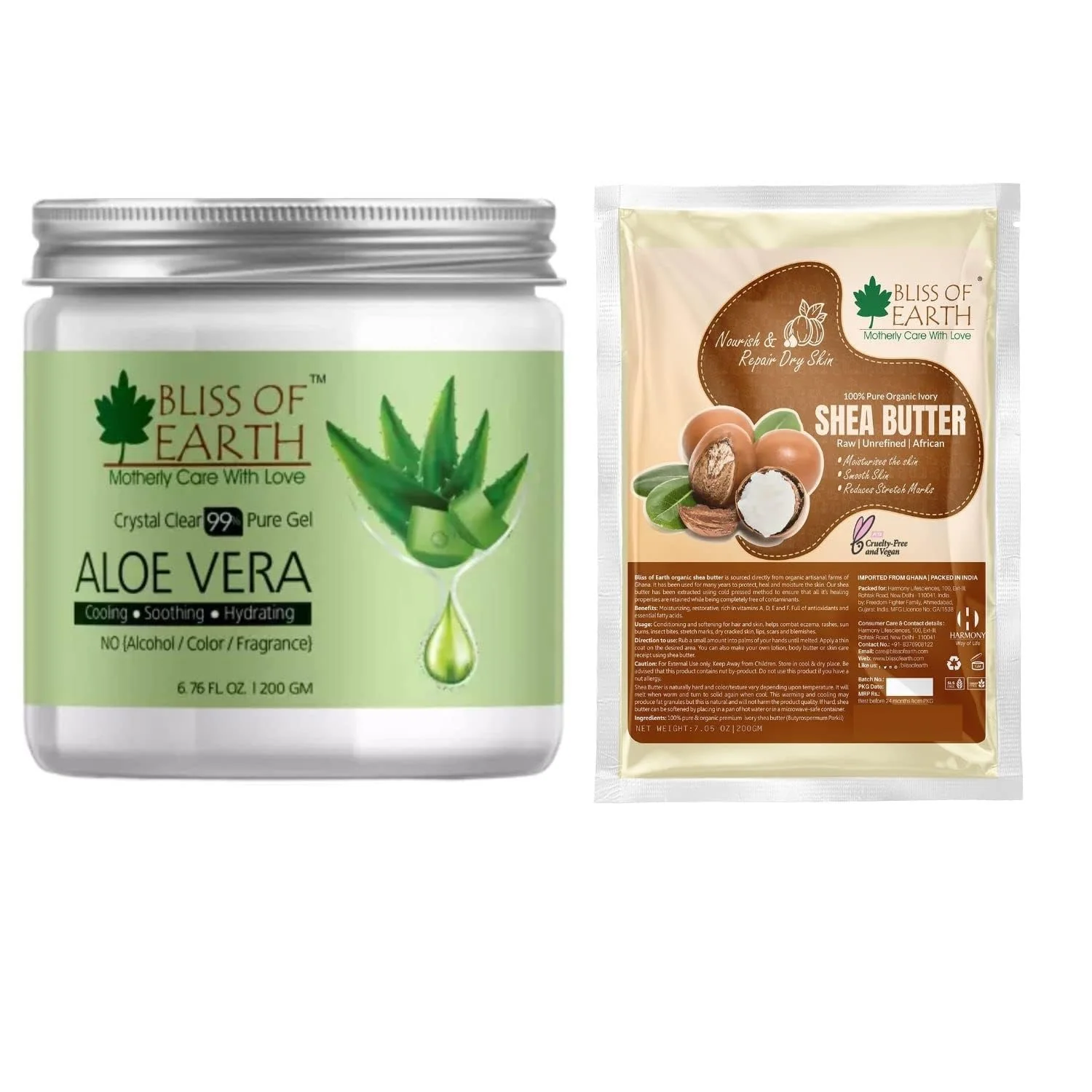 Shea Butter & Pure Crystal Clear Aloe Vera Gel (pack of 2x200gm)