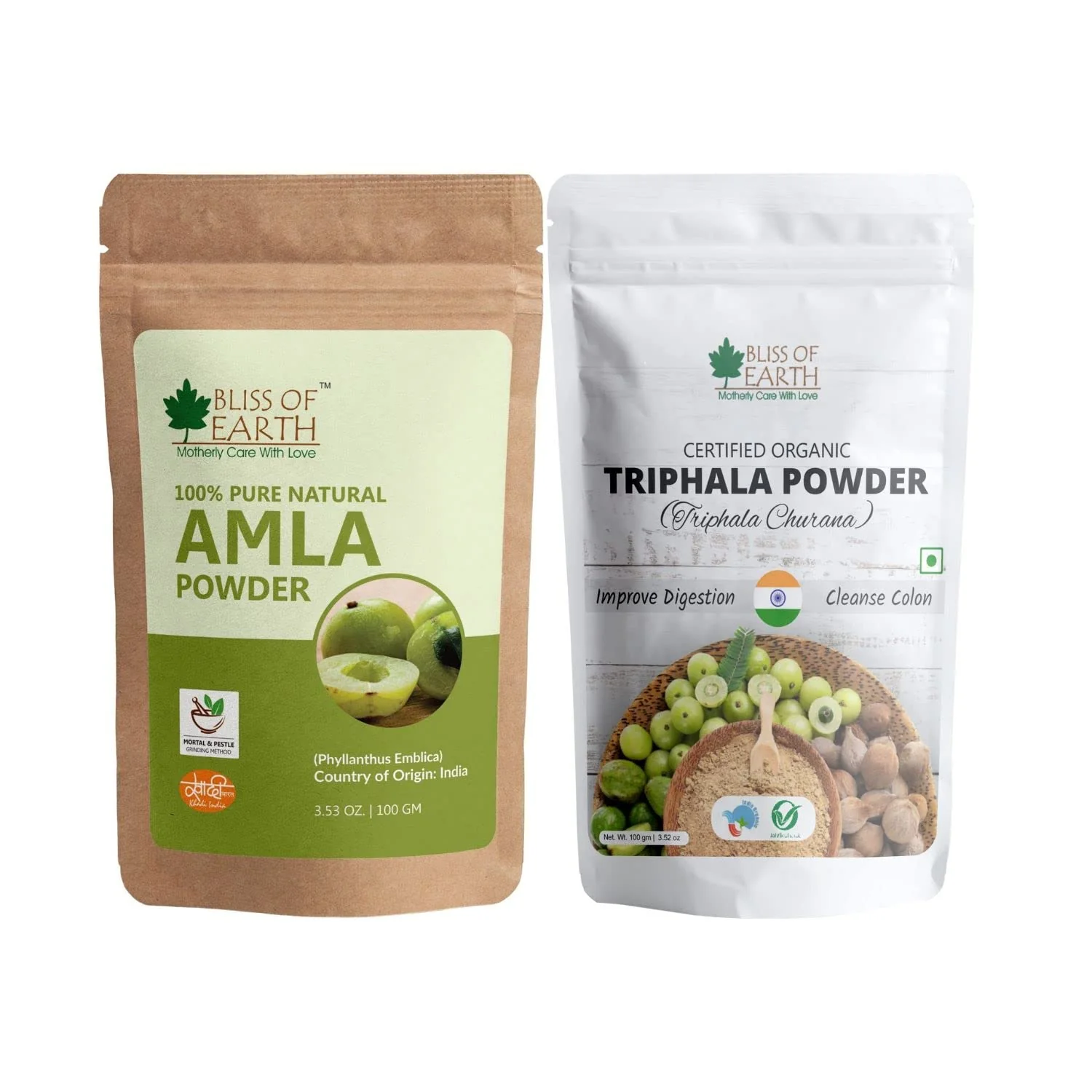 Triphala Powder Churan & Pure Natural AMLA Powder 100gm(Pack of 2)