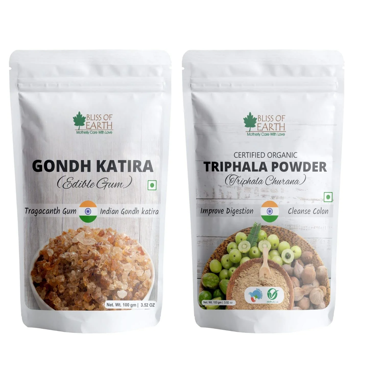 Triphala Powder Churna + Organic Gond Katira Tragacanth Gum 100gm (Pack of 2)