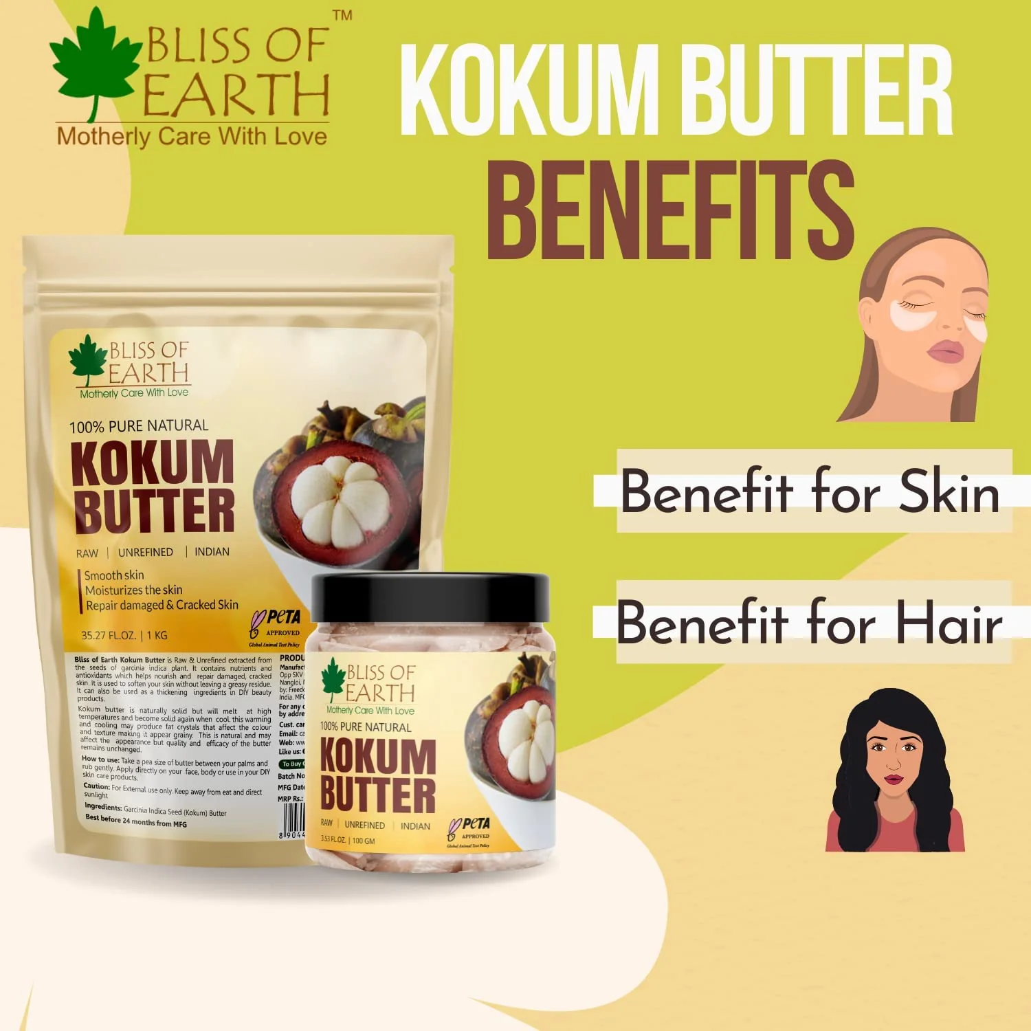 Kokum Butter Raw & Organic Ivory Shea Butter  Refill Pack 2X100gm - Image 2