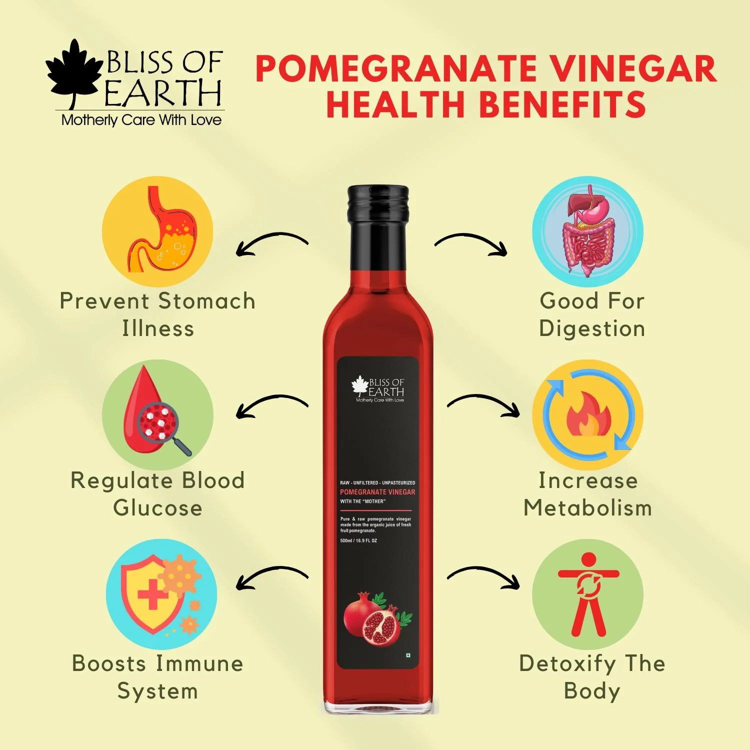Raw Pomegranate Vinegar With Mother, 500ml - Image 3