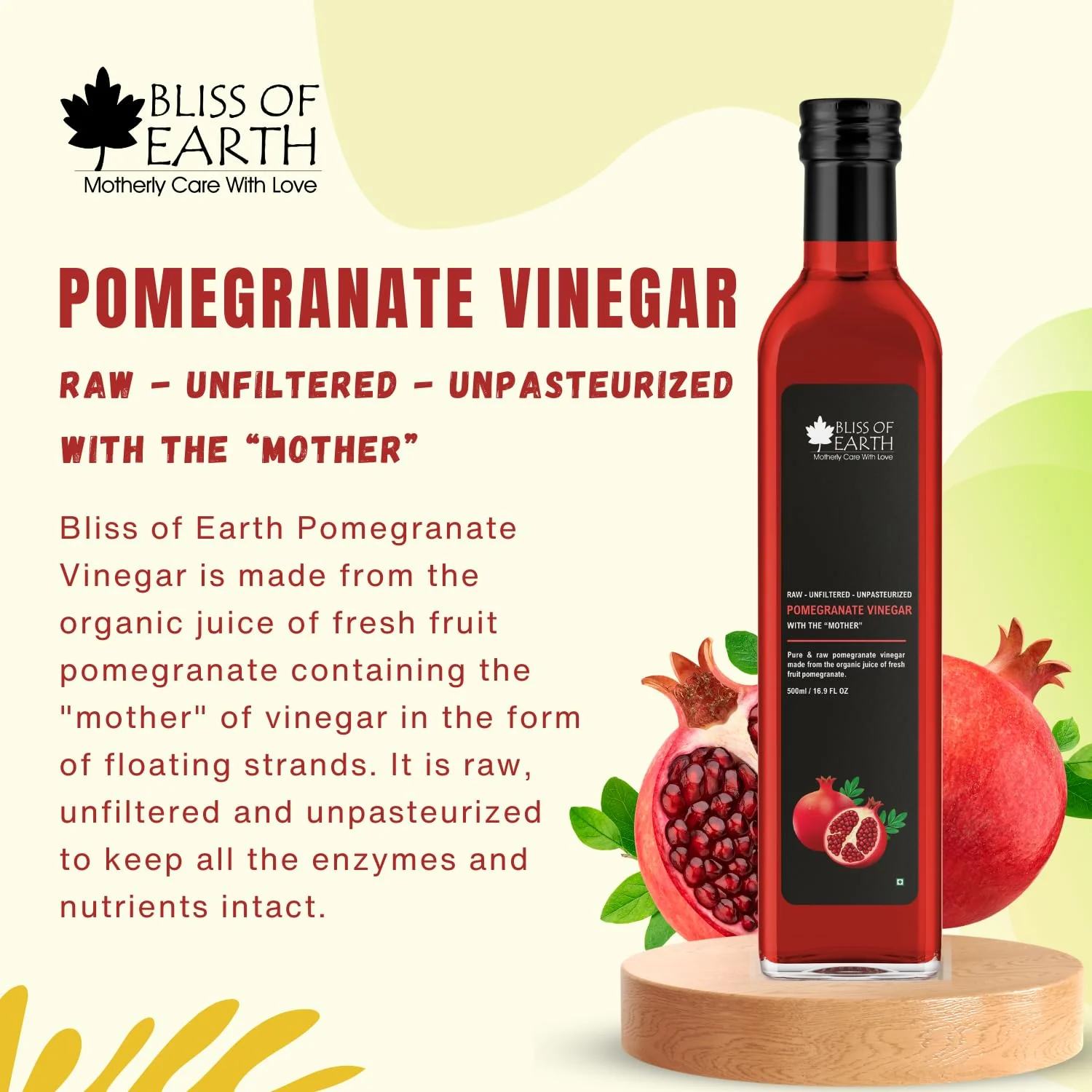 Raw Pomegranate Vinegar With Mother, 500ml - Image 4