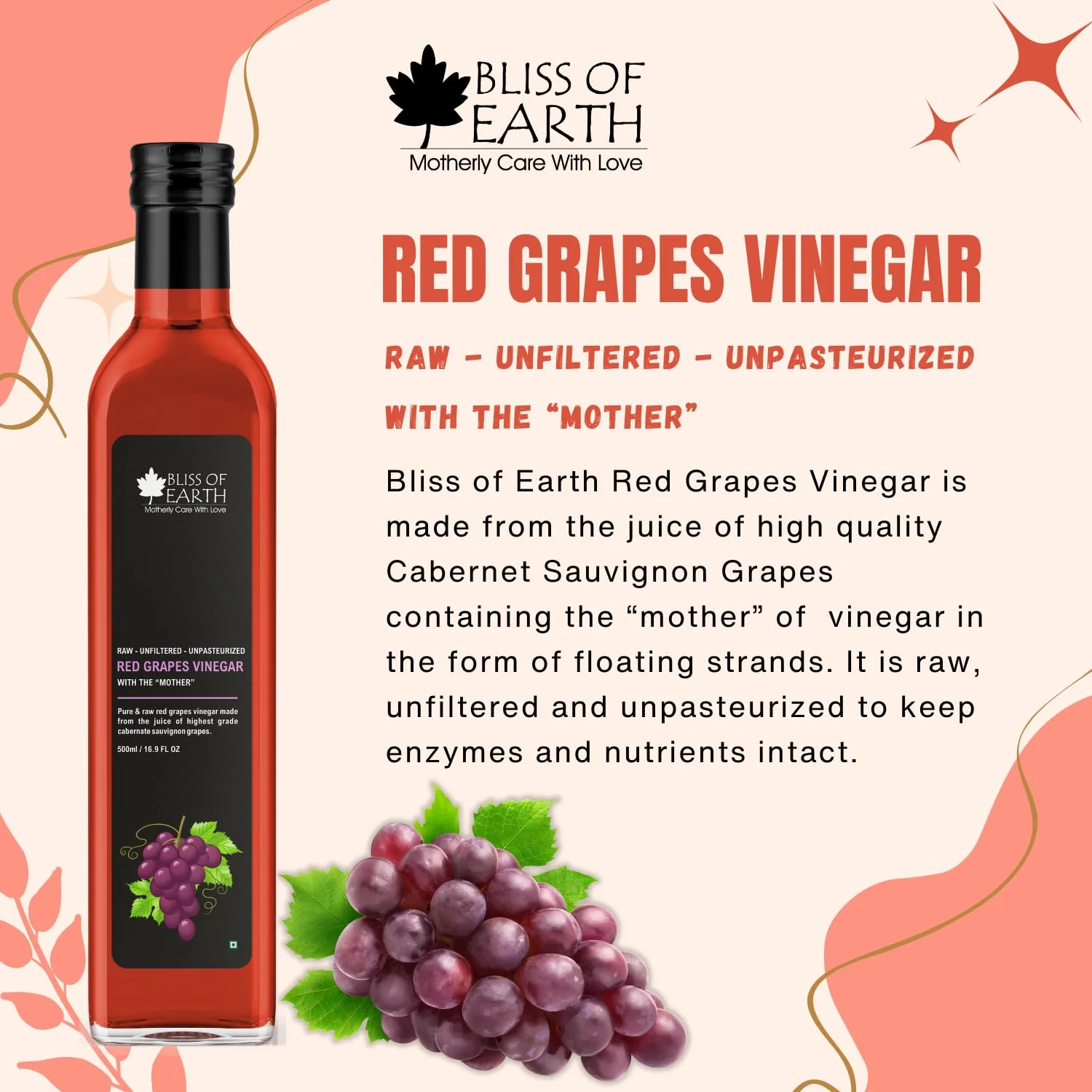 Raw Red Wine Vinegar With Mother 500ml - Image 5