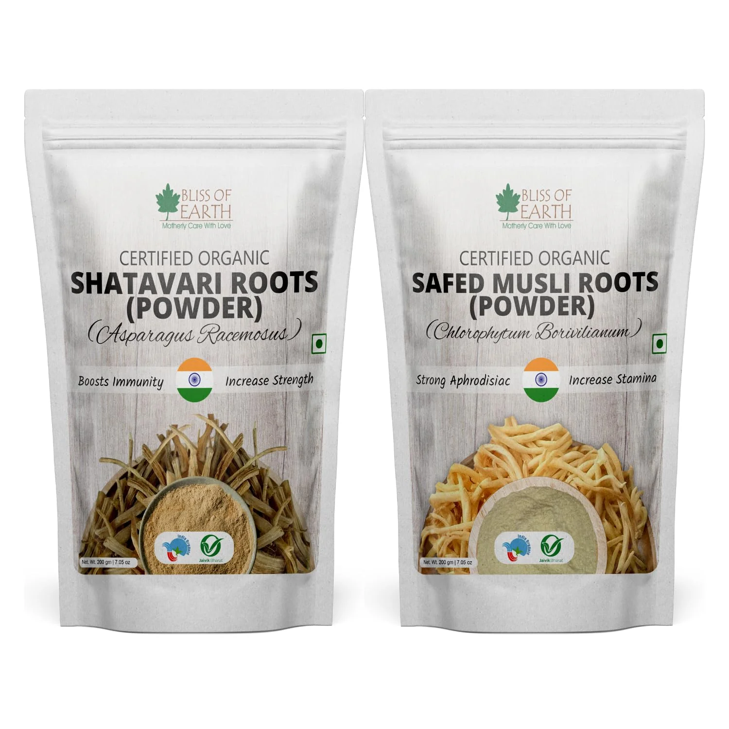 Shatavari Powder Organic + Safed Musli Powder 200gm Each(Pack of 2)