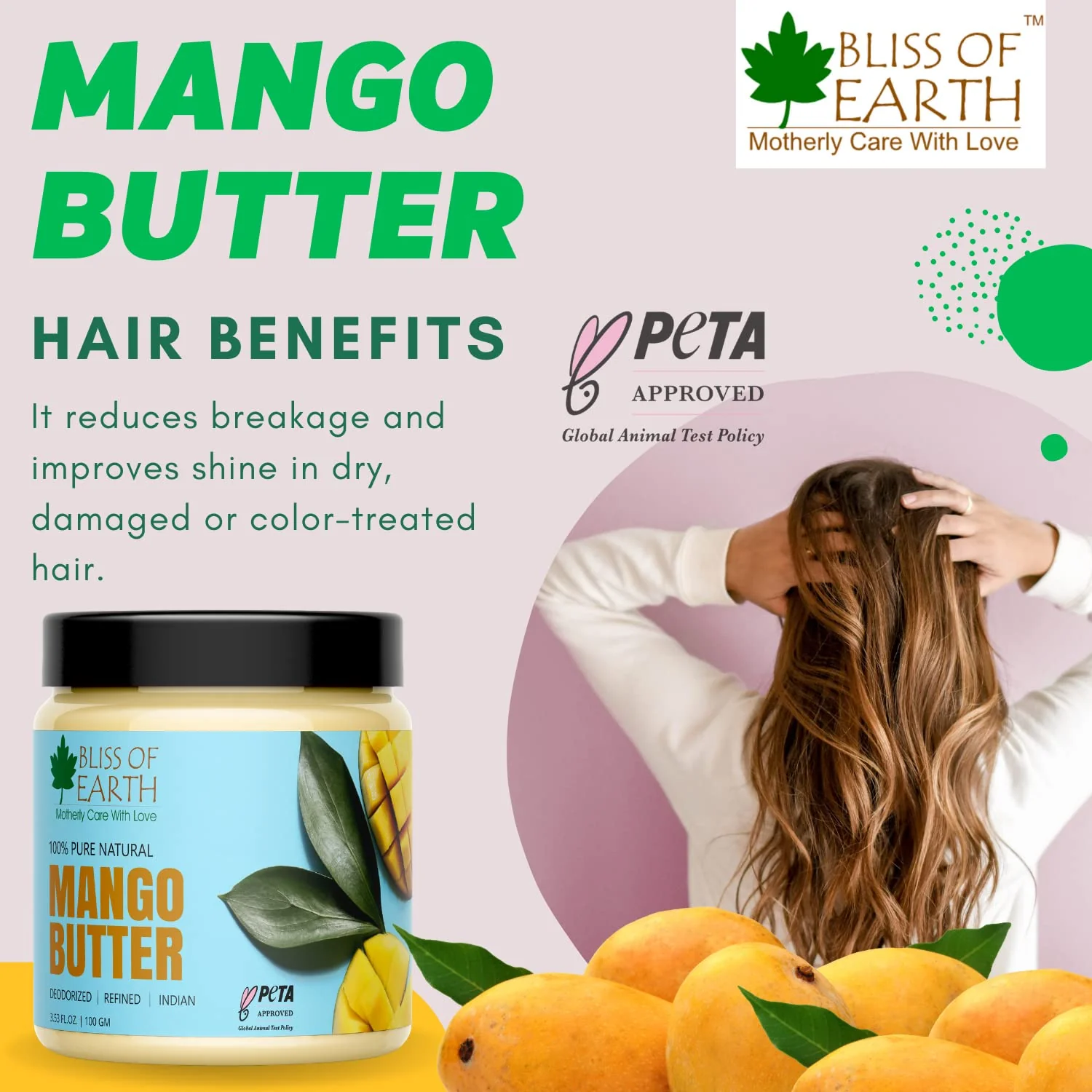 Bliss of Earth Shea Butter + Mango Butter Great For Skin & and Hair care | Stretch Mark | Skin Smoothing | Moisturizer | DIY Products 100gm Each(Pack of 2) - Image 7