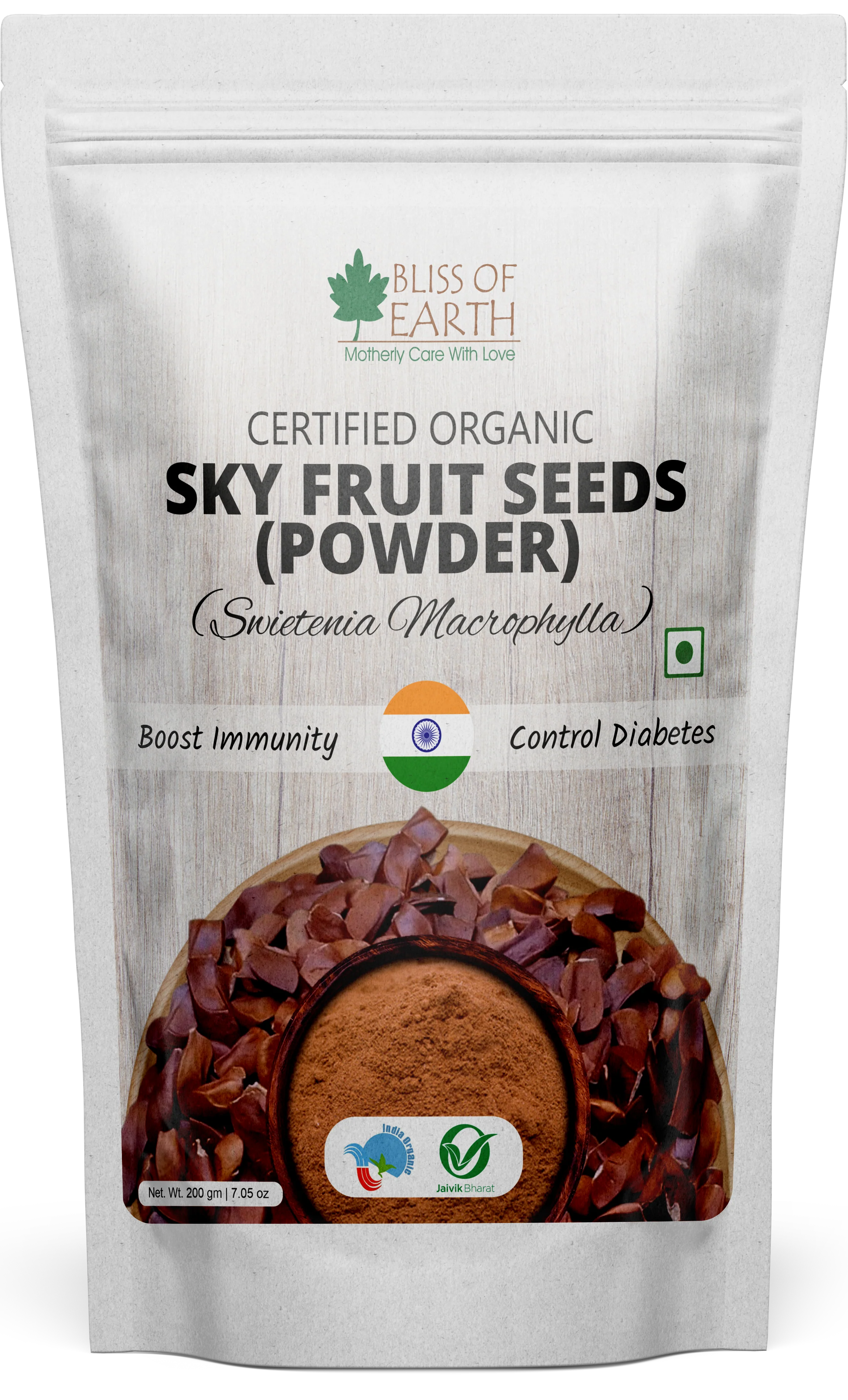 Bliss of Earth Sky Fruit Seeds Powder, Swietenia Macrophylla, Mahogany Seeds, Kadwa Badam for Diabetes and Immunity (200GM)