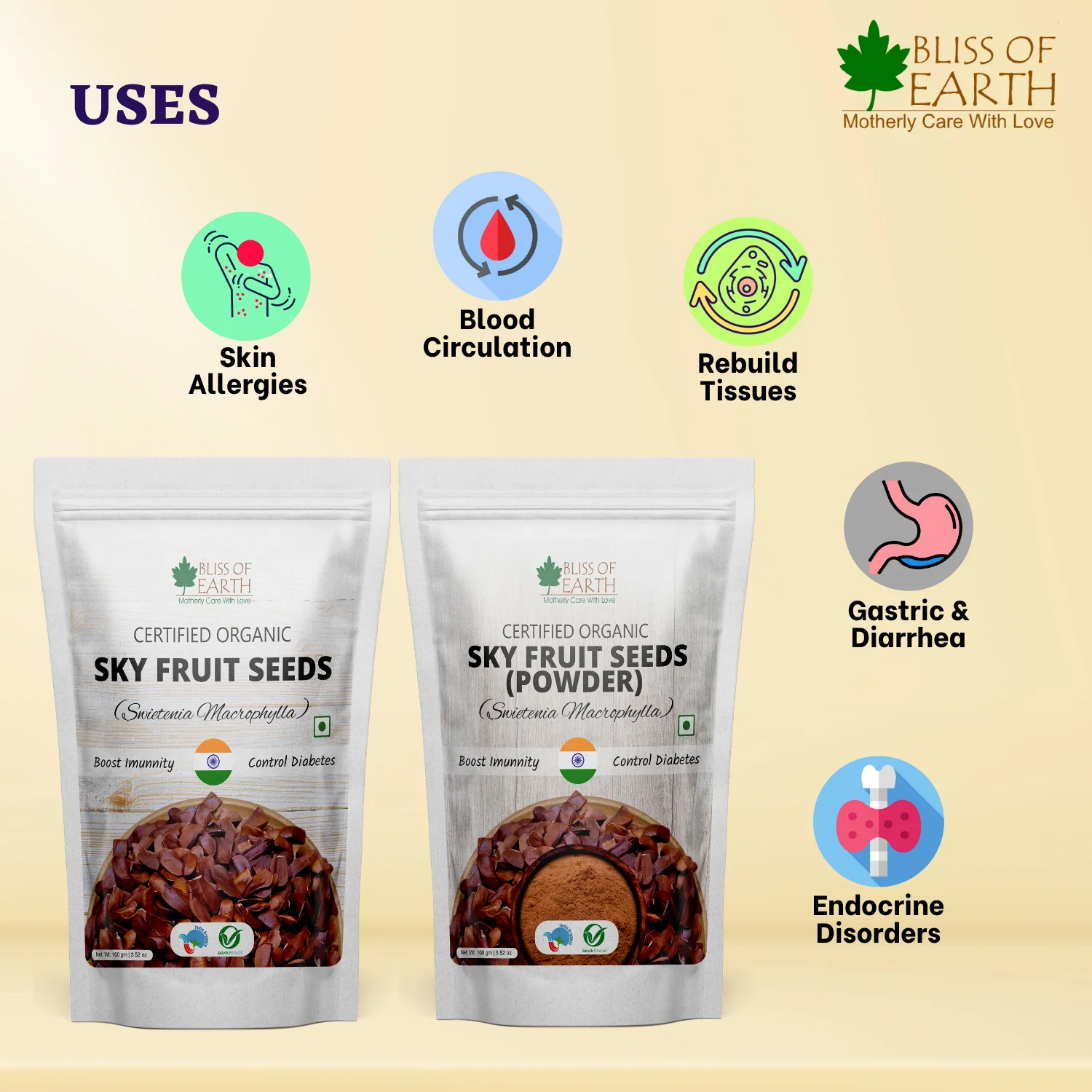 Bliss of Earth Sky Fruit Seeds Powder, Swietenia Macrophylla, Mahogany Seeds, Kadwa Badam for Diabetes and Immunity (200GM) - Image 2
