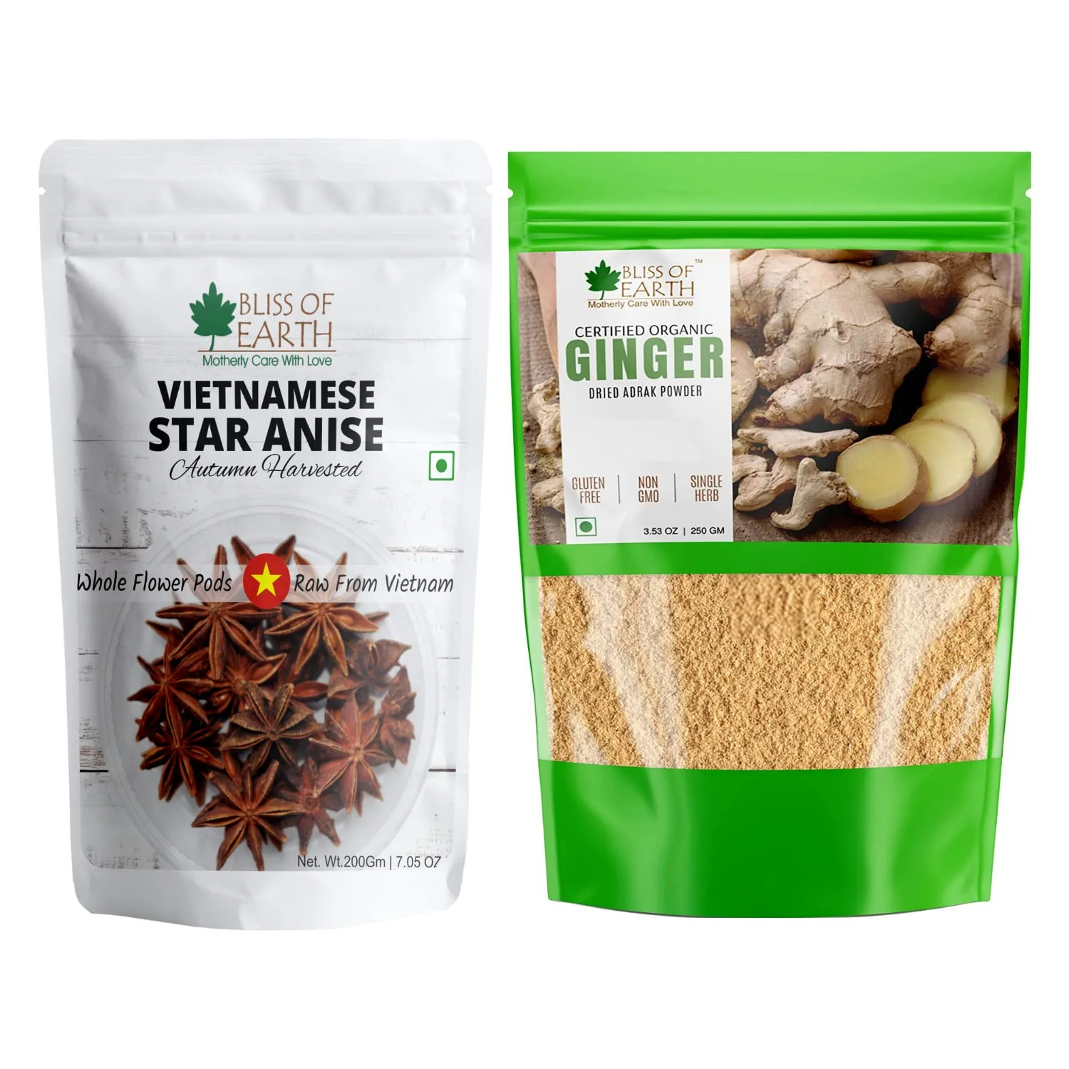 Vietnamese Star Anise 200gm  + Ginger Powder 250m (Pack of 2)