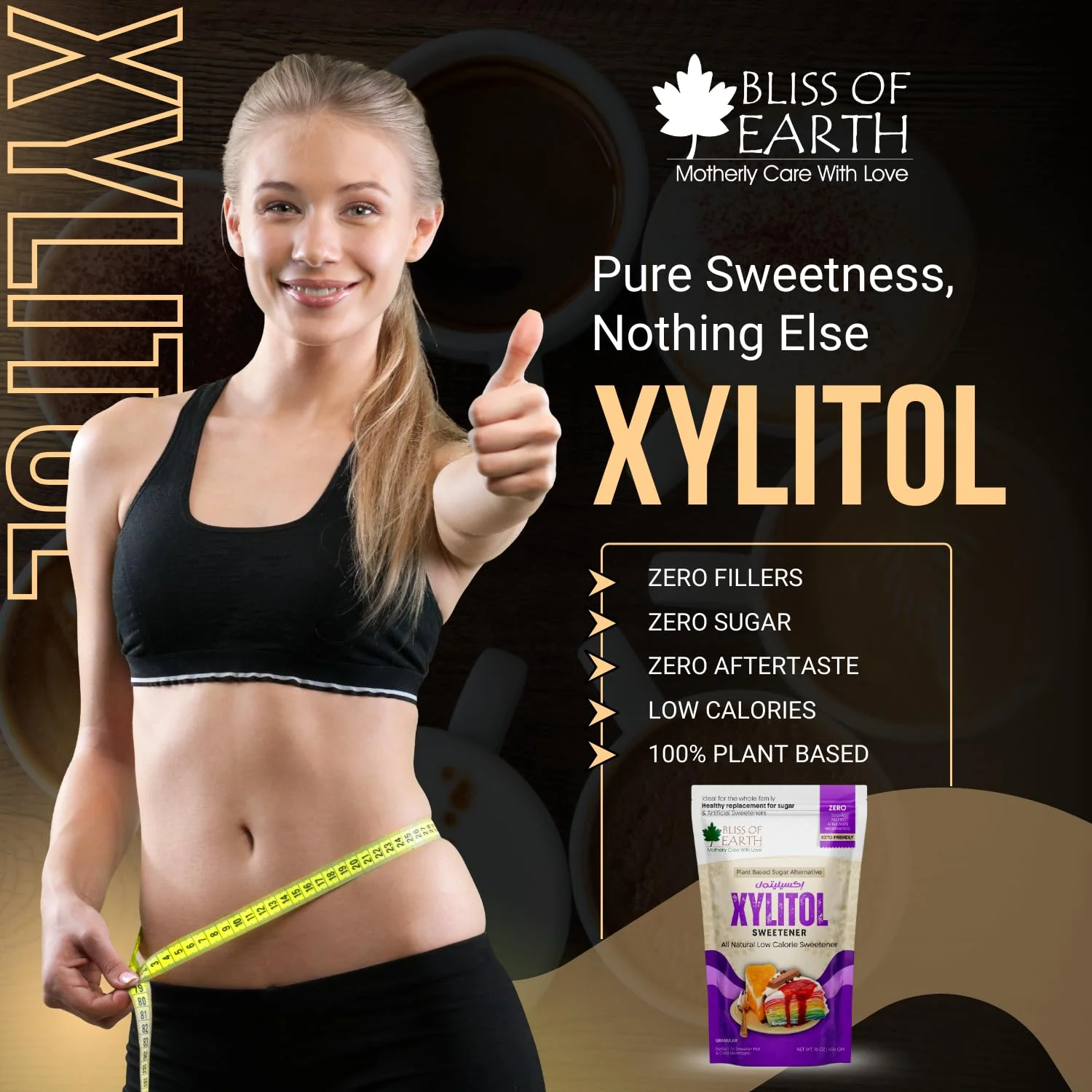 Bliss of Earth Xylitol Sweetener 1 lb (454g), 100% Natural 1:1 Sugar Substitute, Zero Added Sugar, Diabetic & Keto Friendly, Low GI Sweetener for Baking, Tea & Coffee - Image 3