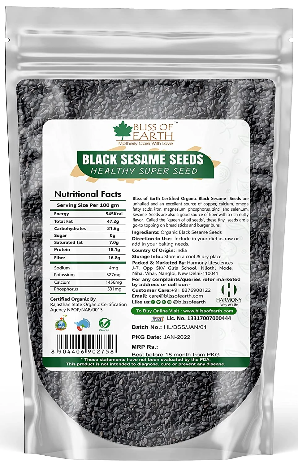 Unhulled Black Sesame Seeds 500gm - Image 6