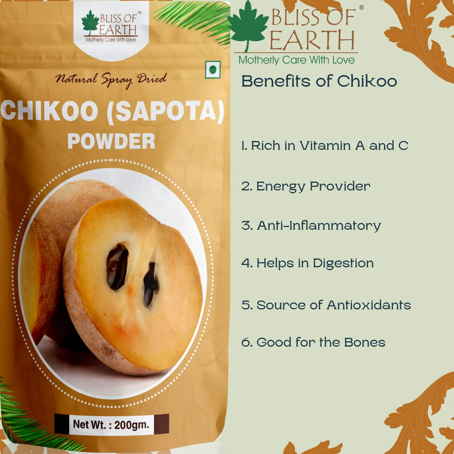 Chikoo (Sapota) Powder Natural Spray Dried 500gm - Image 5