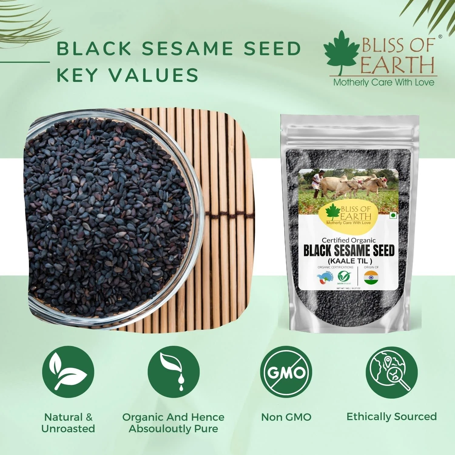 Unhulled Black Sesame Seeds 100gm - Image 3