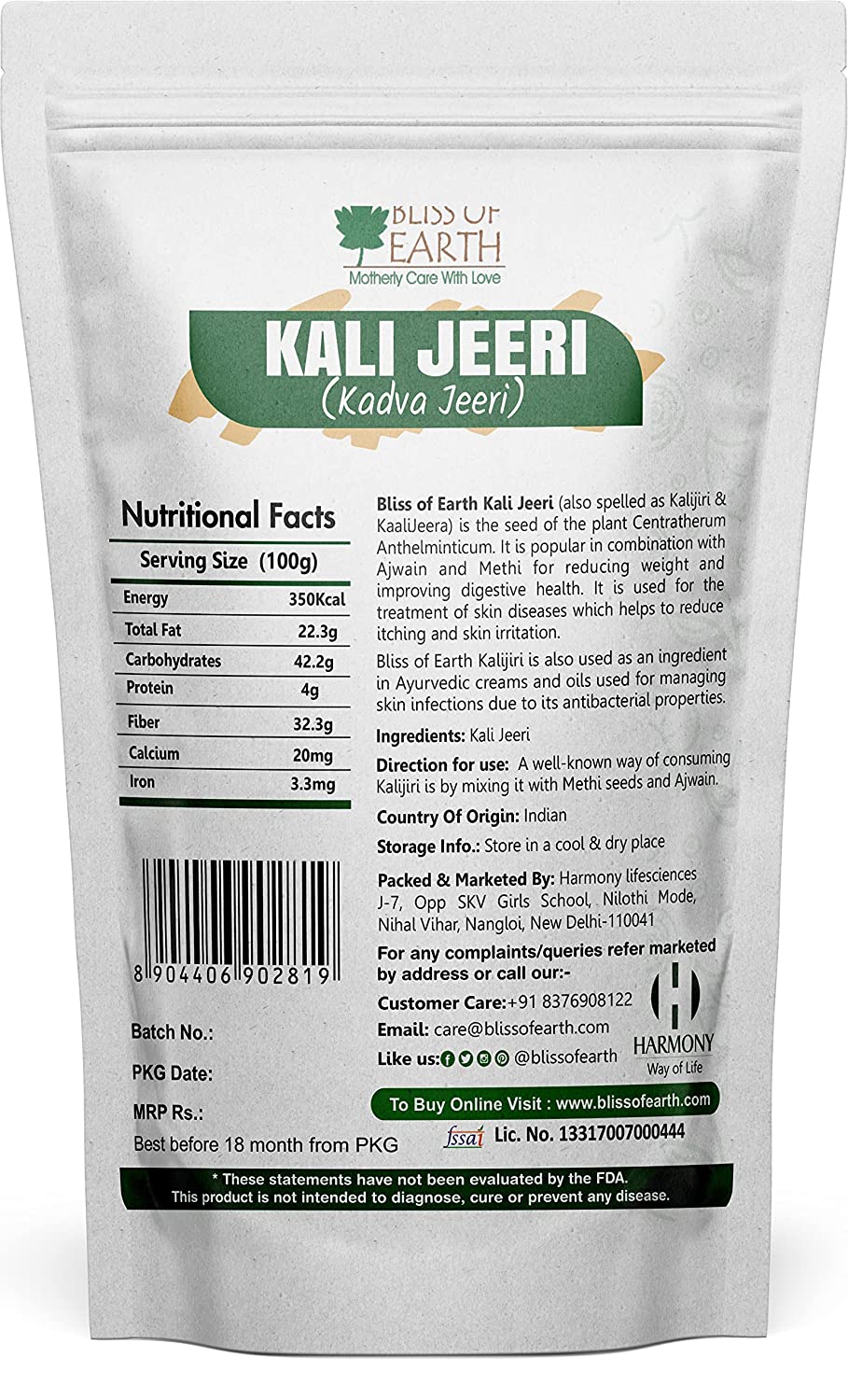 Bliss of Earth 400gm Kali Jeeri - Image 7