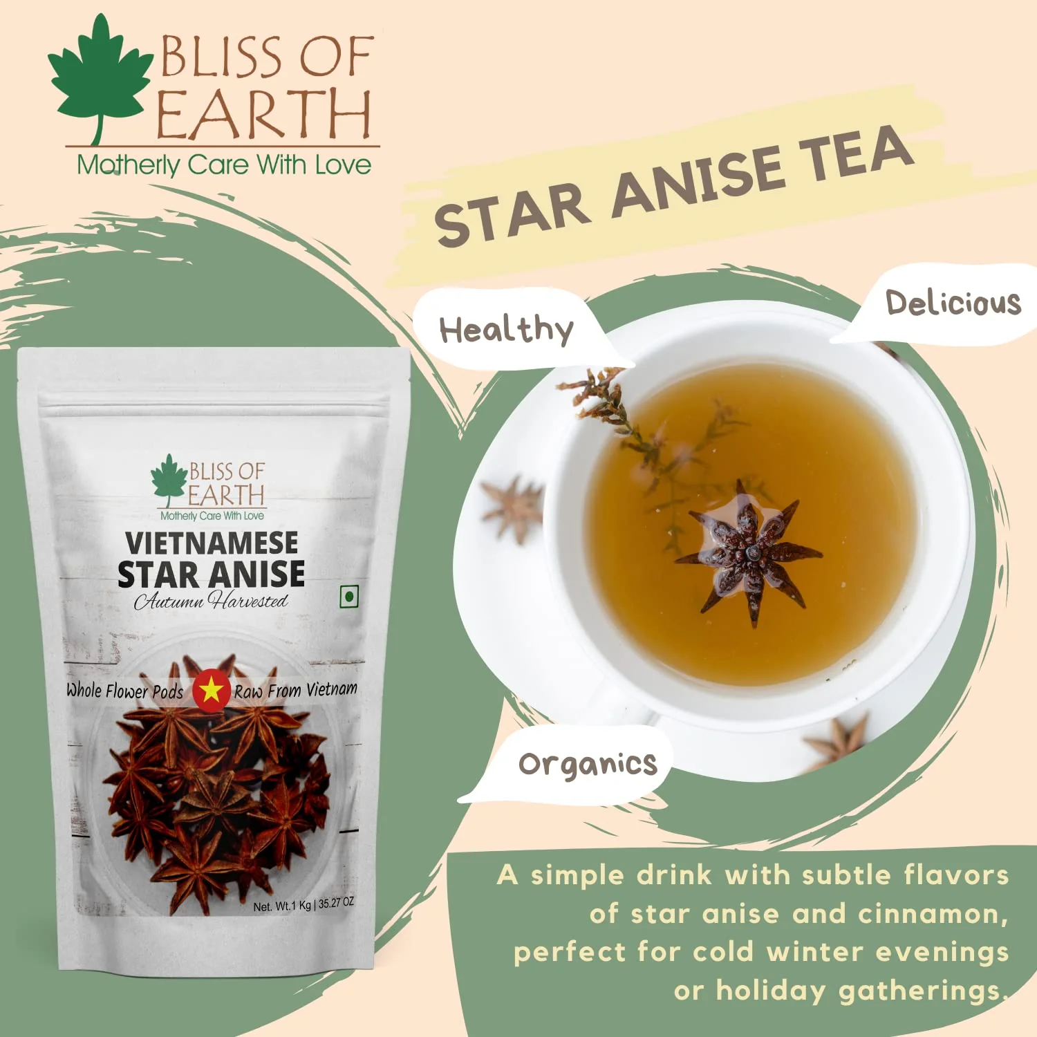 Star Anise Whole spices, Chakra Phool, Vietnamese badiyan 1kg - Image 5