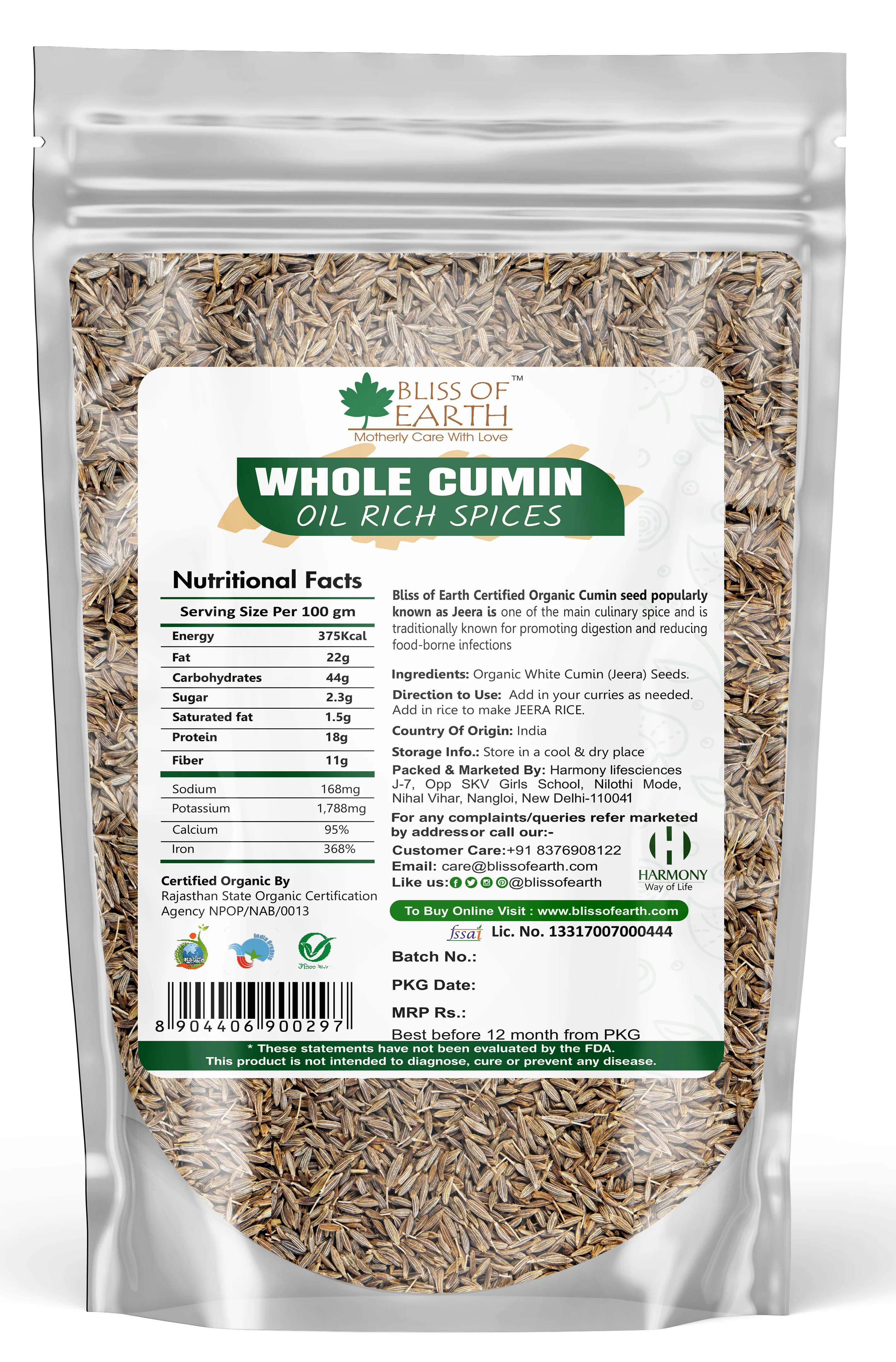 Organic Cumin Whole ( Jeera) 500gm - Image 2