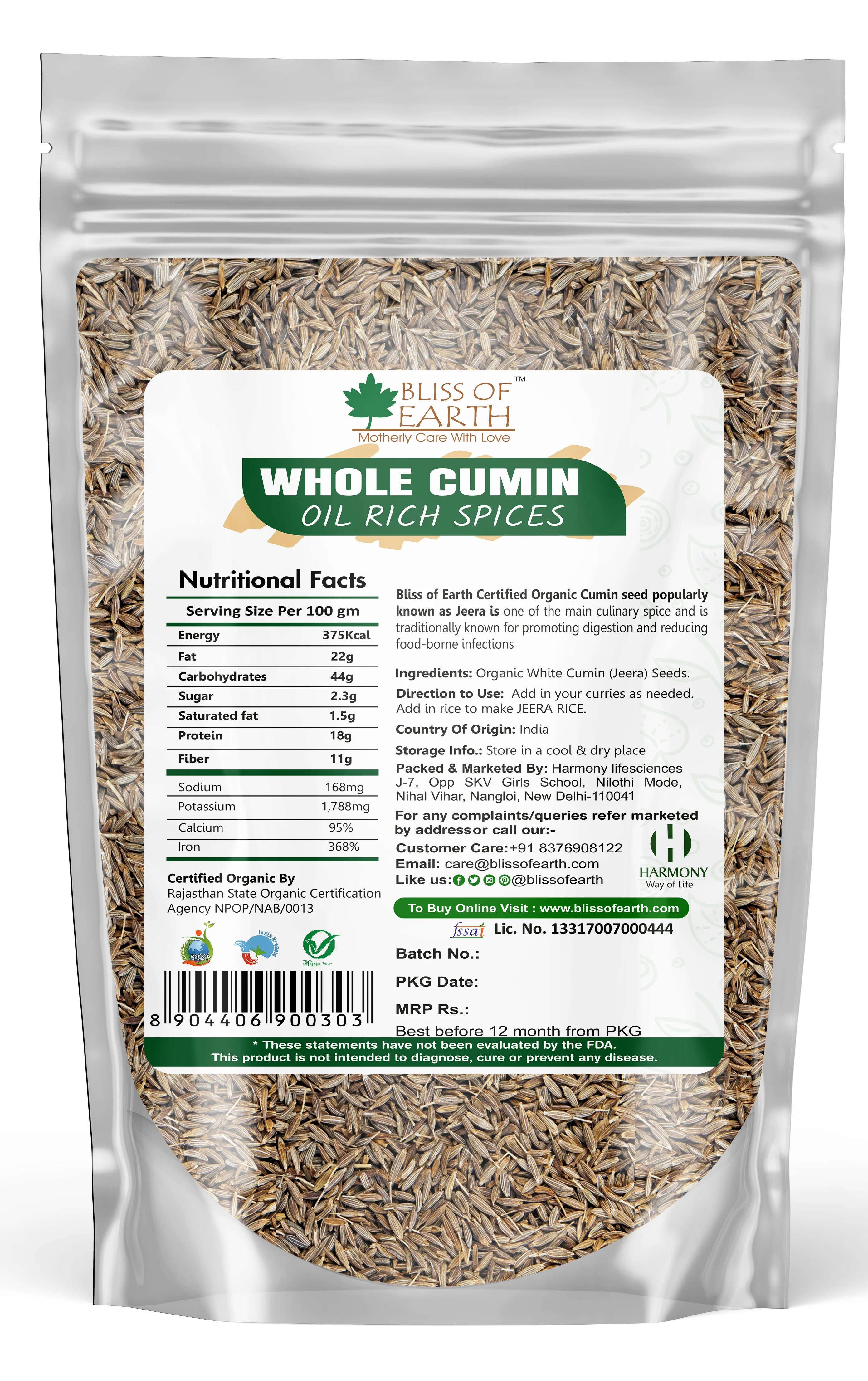 Organic Cumin Whole ( Jeera) 200gm - Image 2