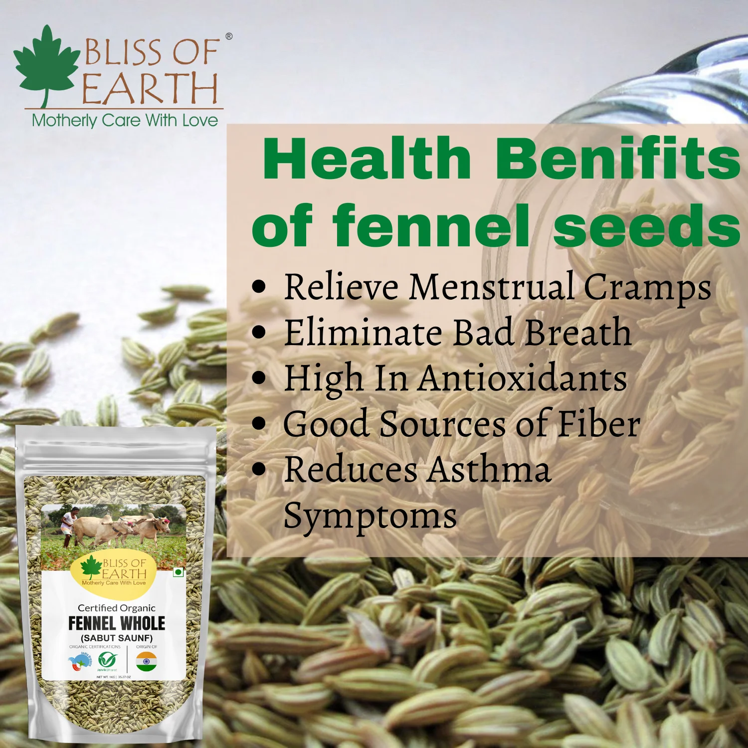 Organic Fennel Seed (Saunf) 200gm - Image 3