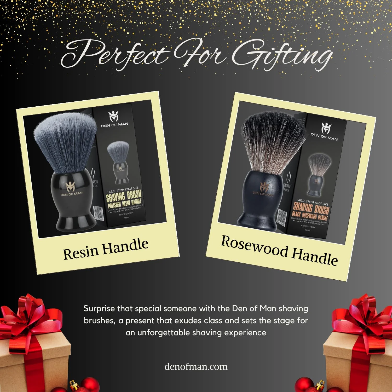 Den of Man Jumbo 27mm Knot Premium Cruelty Free Imitation Badger Hair Shaving Brush, Soft & Ultra Absorbent Bristles For Smooth Shave, Real Rosewood Handle - Image 6