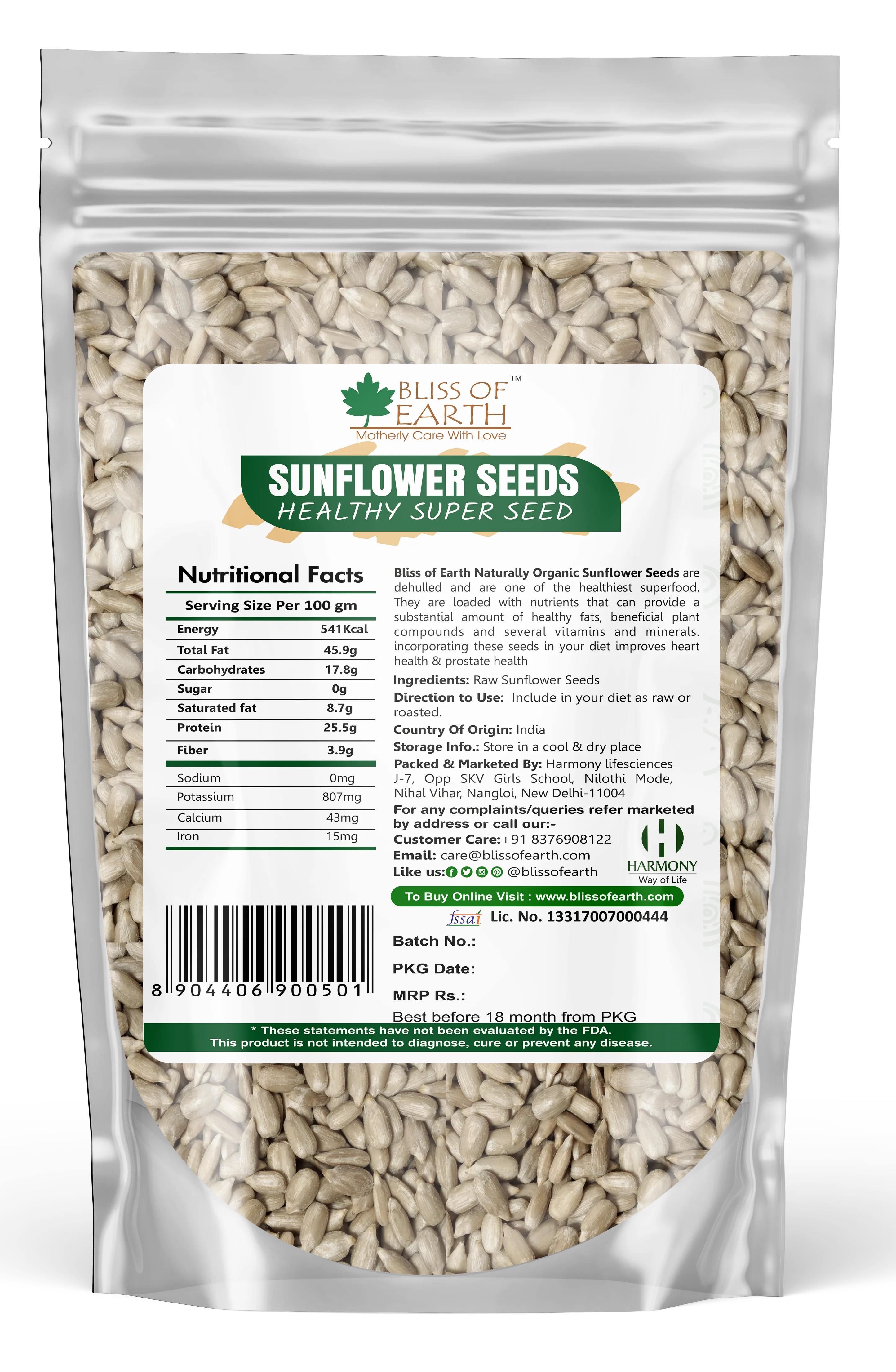 Natural Raw Sunflower Seeds 200 gm - Image 2