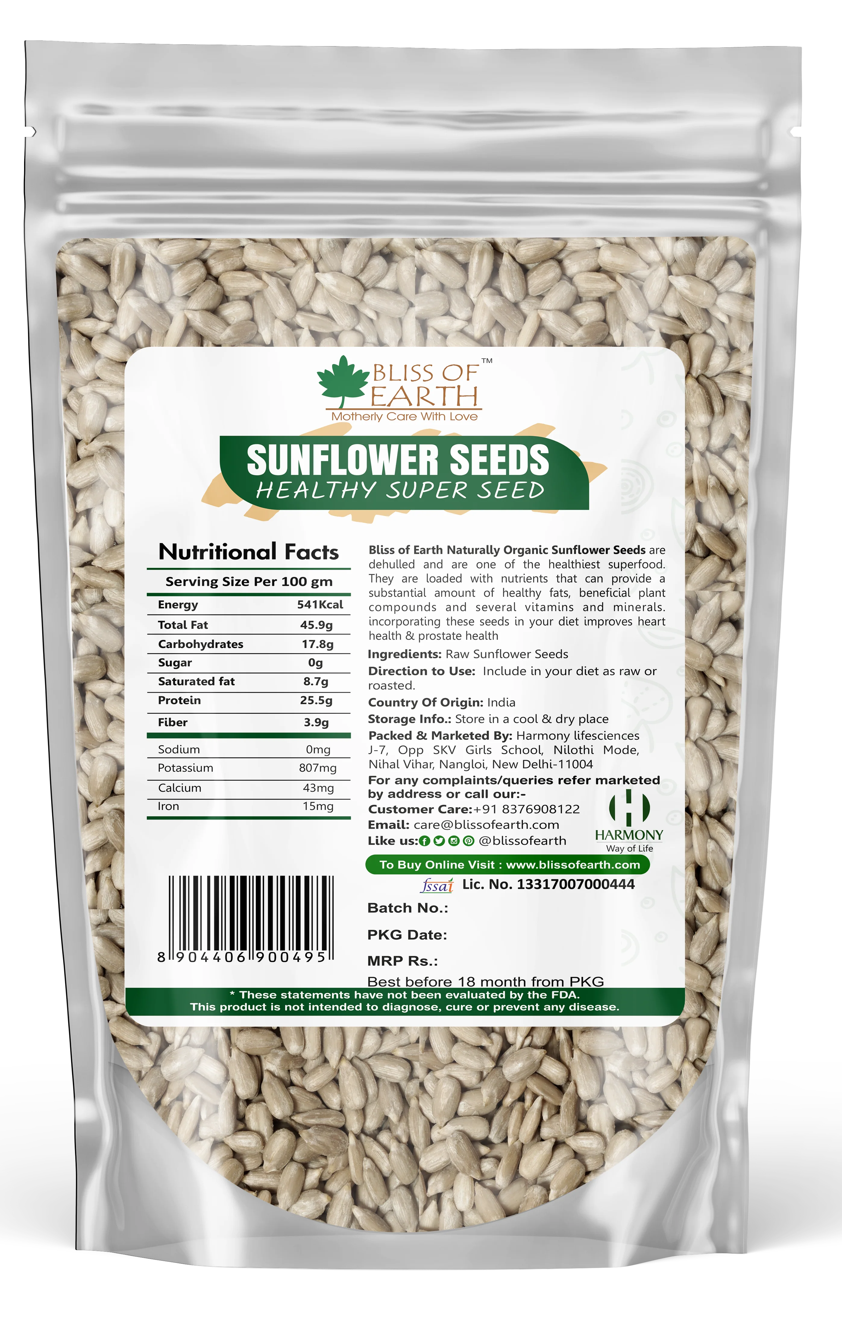 Natural Raw Sunflower Seeds 500 gm - Image 2