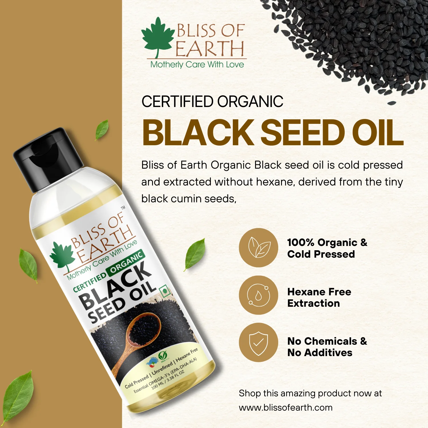 USDA Organic Black Seed (Kalonji) Oil 100ML - Image 2