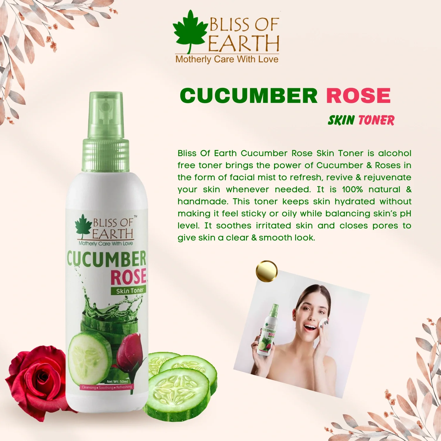 Cucumber Rose Skin Mist Toner - Image 5