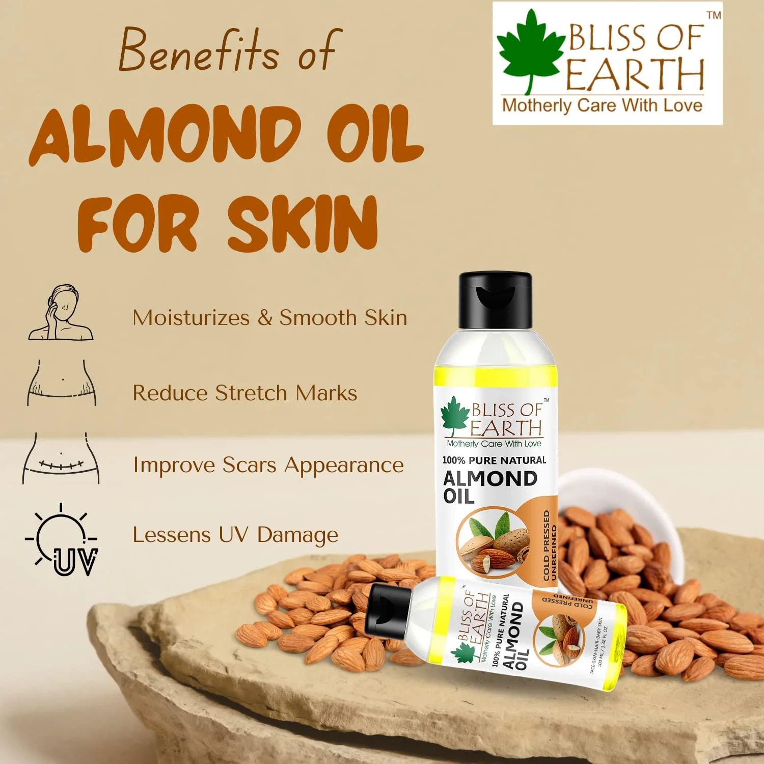Bliss of Earth 100% Natural Pure Sweet Almond Oil 100ML - Image 4