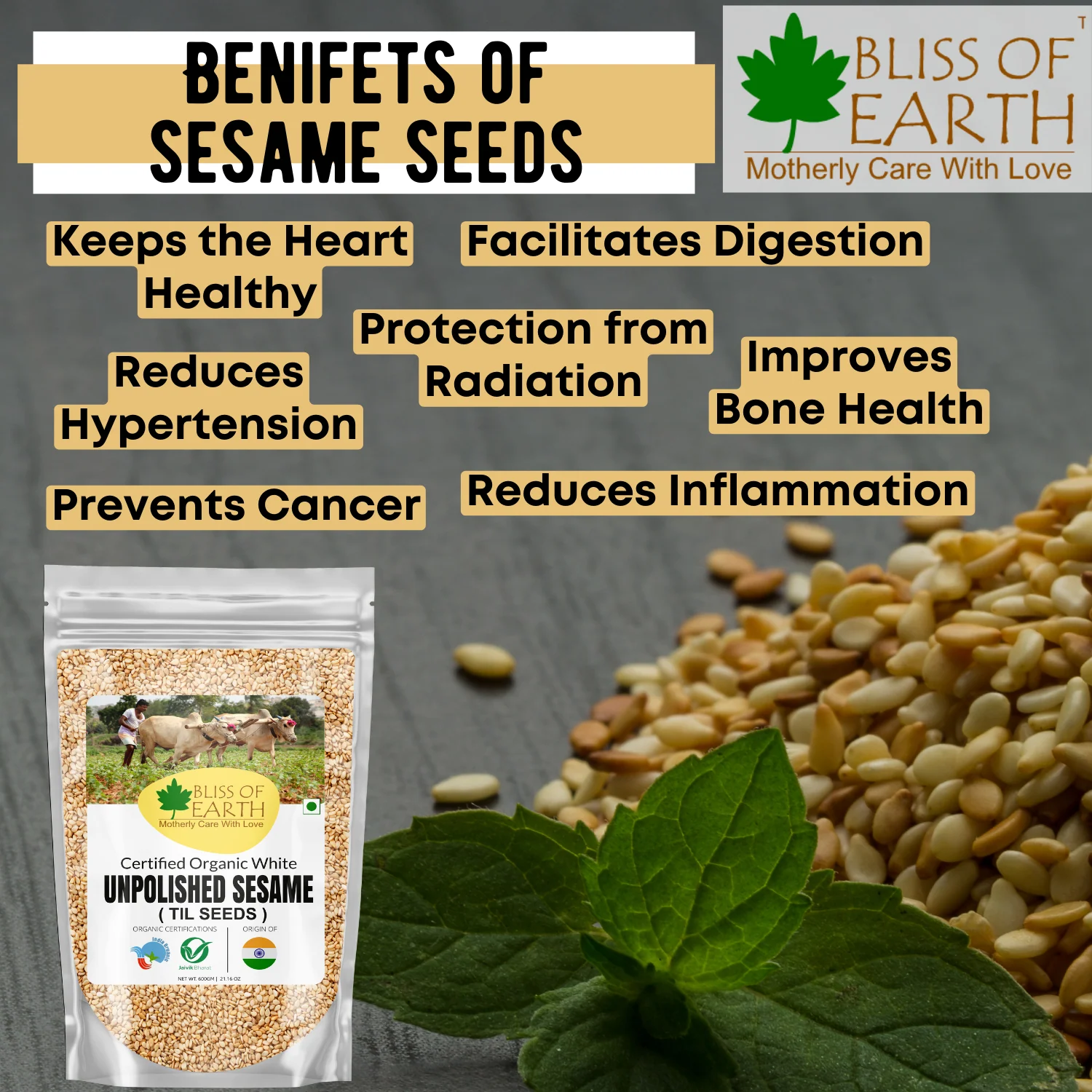USDA Certified Naturally Organic White Unpolished Sesame Seed 200 gm - Image 3