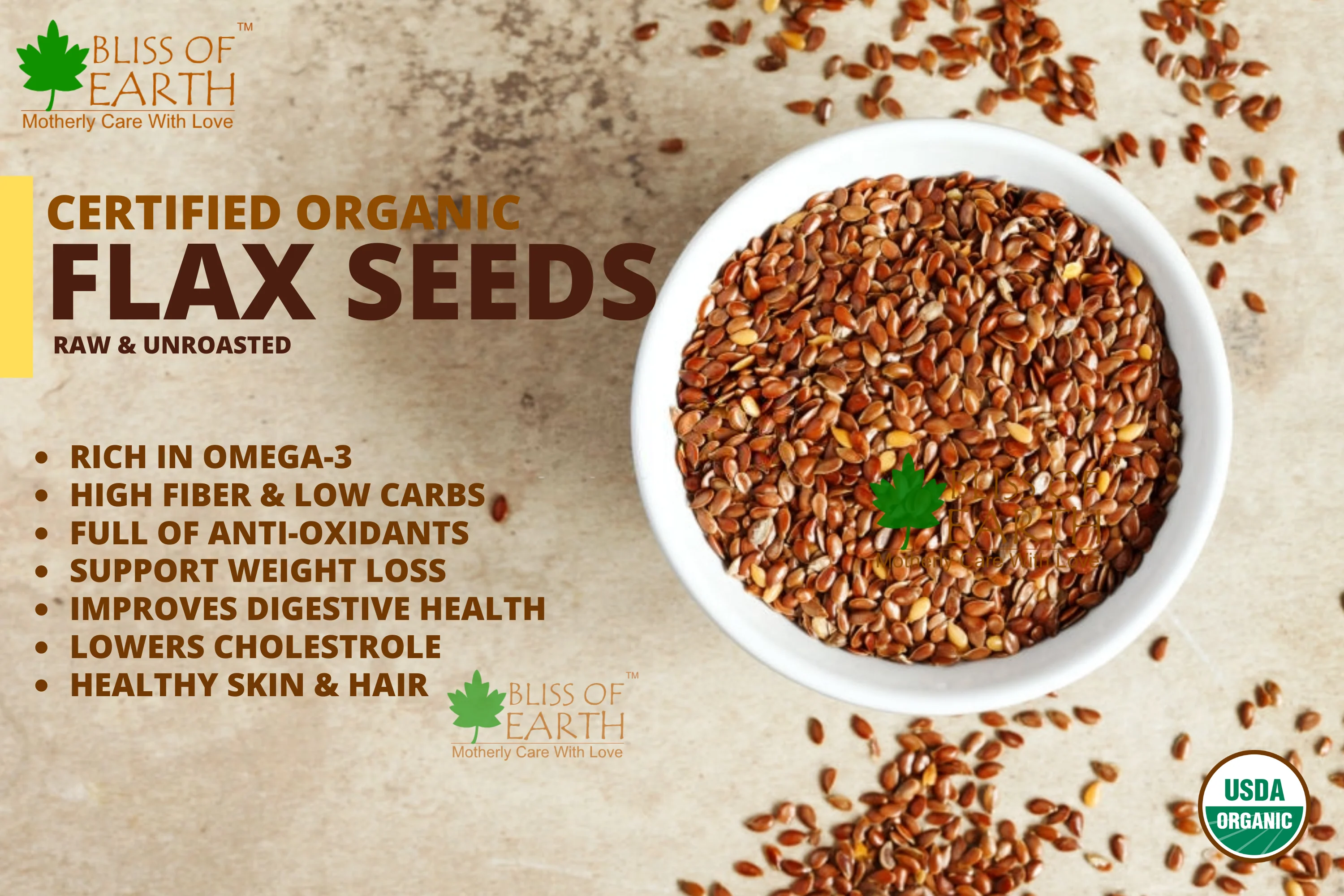 USDA Organic Raw Flax Seeds (Alsi Seed) 200 gm - Image 3