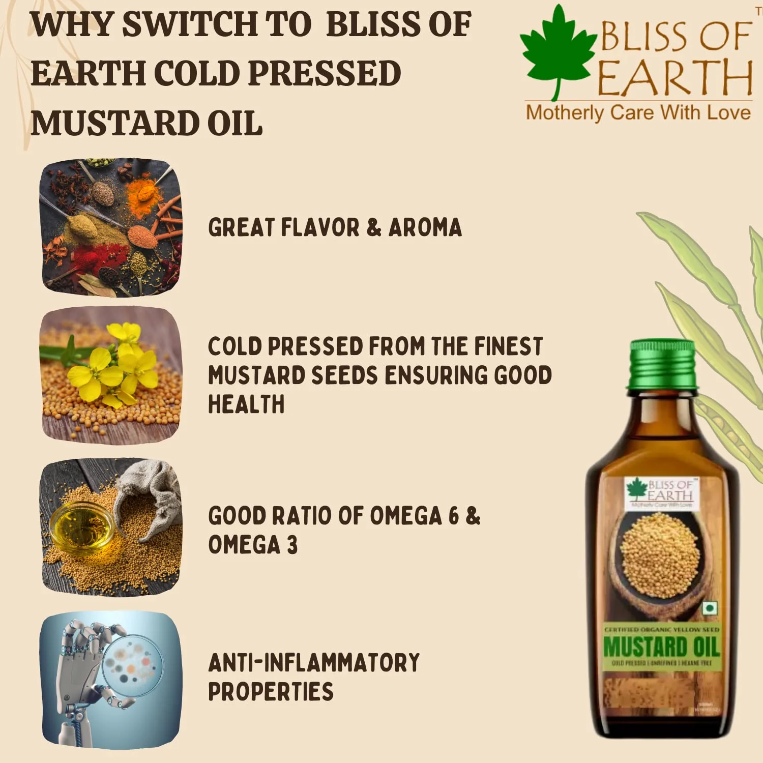 USDA Organic Yellow Mustard Seed Oil 500 ml - Image 3